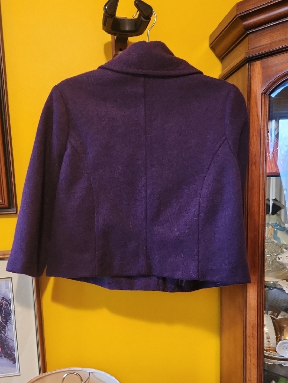 George Women's Purple 3/4 Length Cropped Coat - Picture 4 of 8